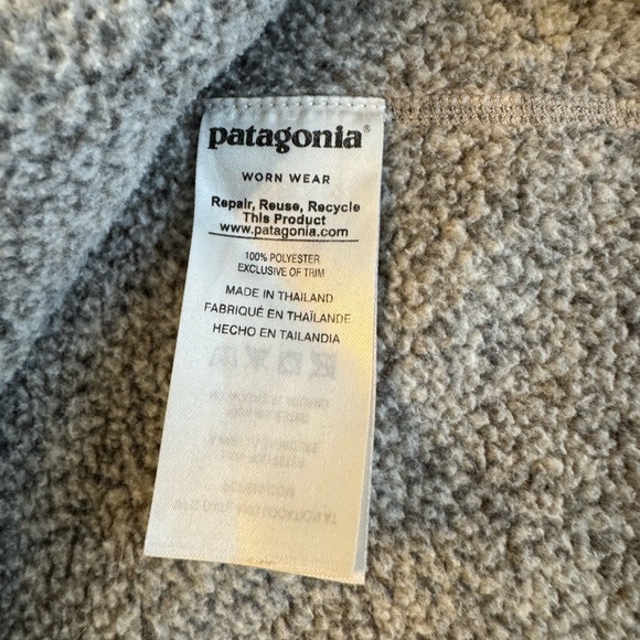 Patagonia Better Sweater Women’s XL Light Gray/ Tan Quarter-Zip Pullover - Picture 3 of 8